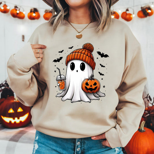 Cute Beanie Ghost Halloween Sweatshirt