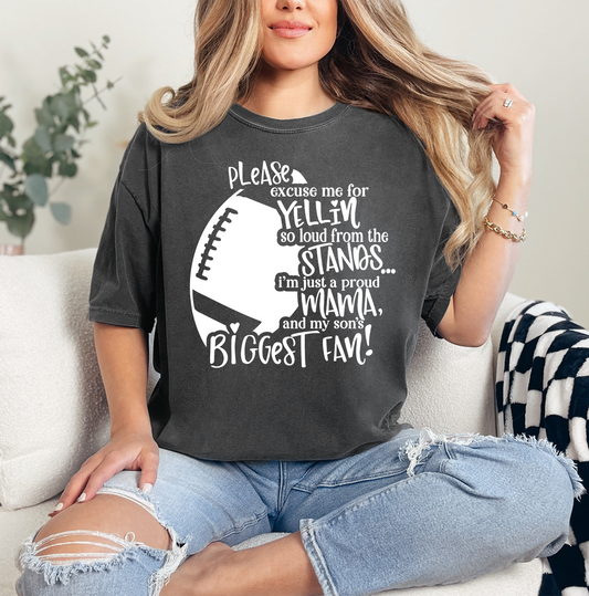Son's Biggest Fan Football Mom Shirt | Comfort Colors Vintage Style Mom Shirt