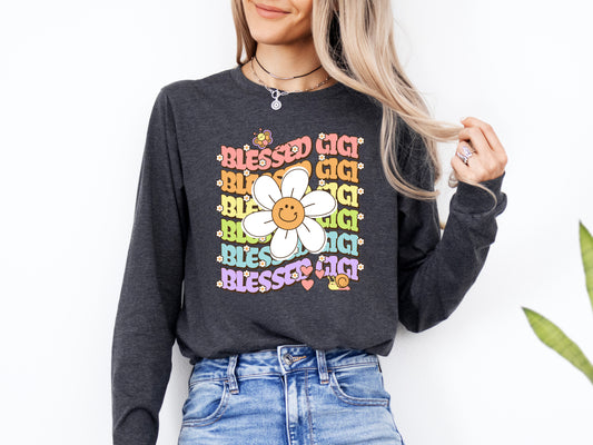Blessed Gigi Retro Daisy Long Sleeve Shirt | Long Sleeve Gigi Shirt