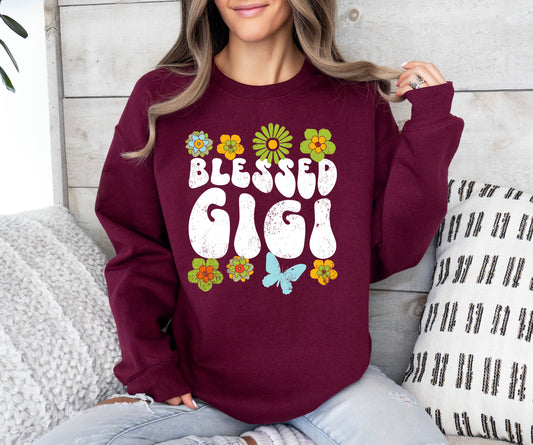 Blessed Gigi Retro Flowers Sweatshirt | Gigi Sweatshirt