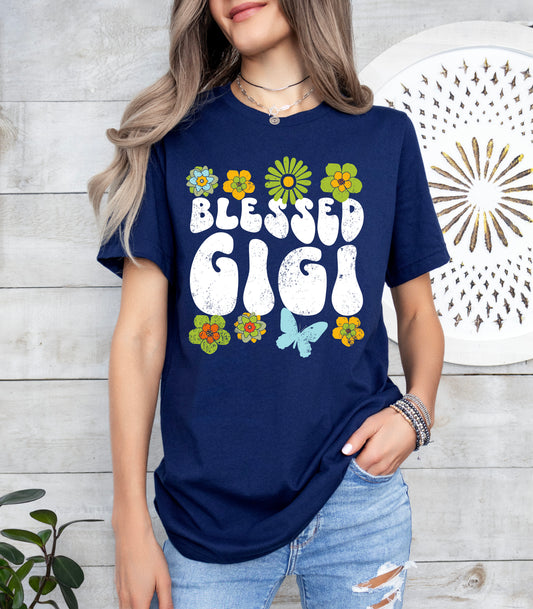 Blessed Gigi Retro Flowers Shirt | Gigi Shirt