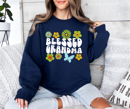 Blessed Grandma Retro Flowers Sweatshirt | Grandma Sweatshirt