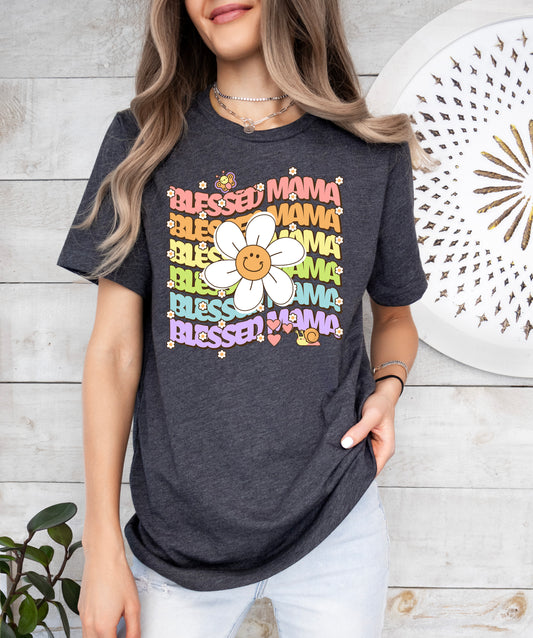Blessed Mama Retro Daisy Shirt | Mom Shirt
