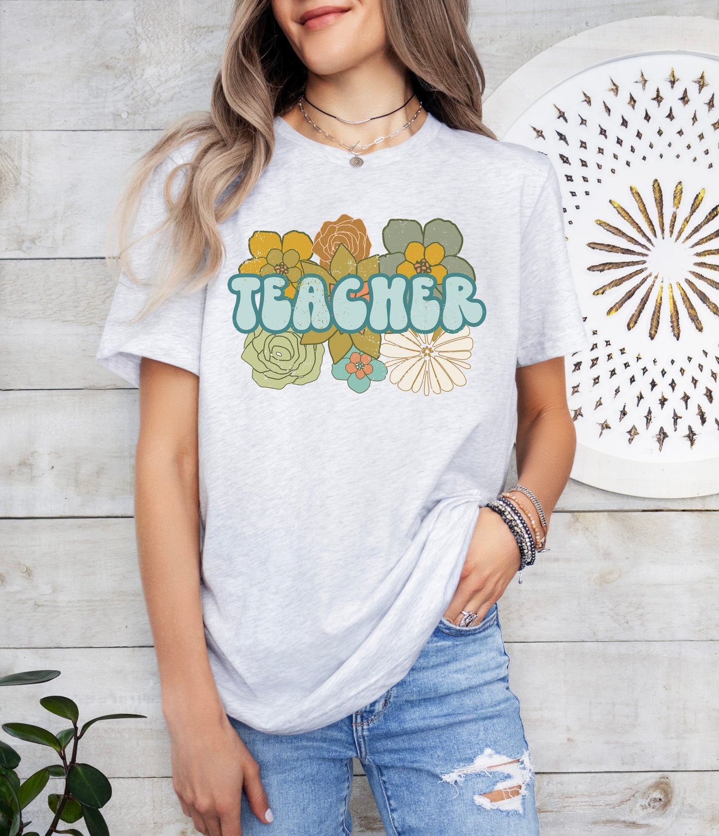 BOHO Retro Teacher Shirt | Light Garment