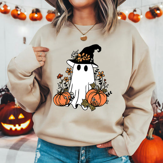 Cute Ghost Witch Halloween Sweatshirt