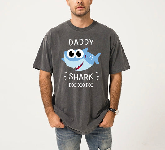 Daddy Shark Shirt | Comfort Colors Vintage Style Dad Shirt
