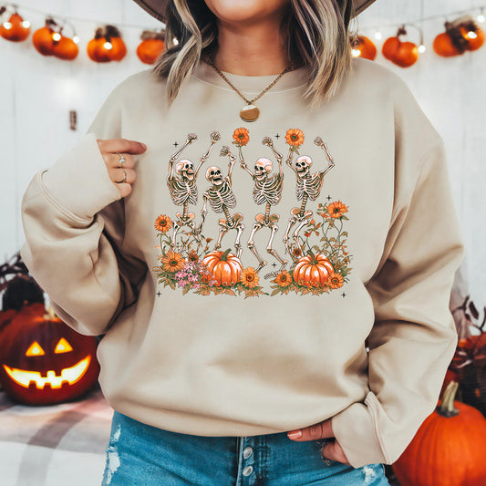 Colorful Dancing Skeletons Halloween Sweatshirt