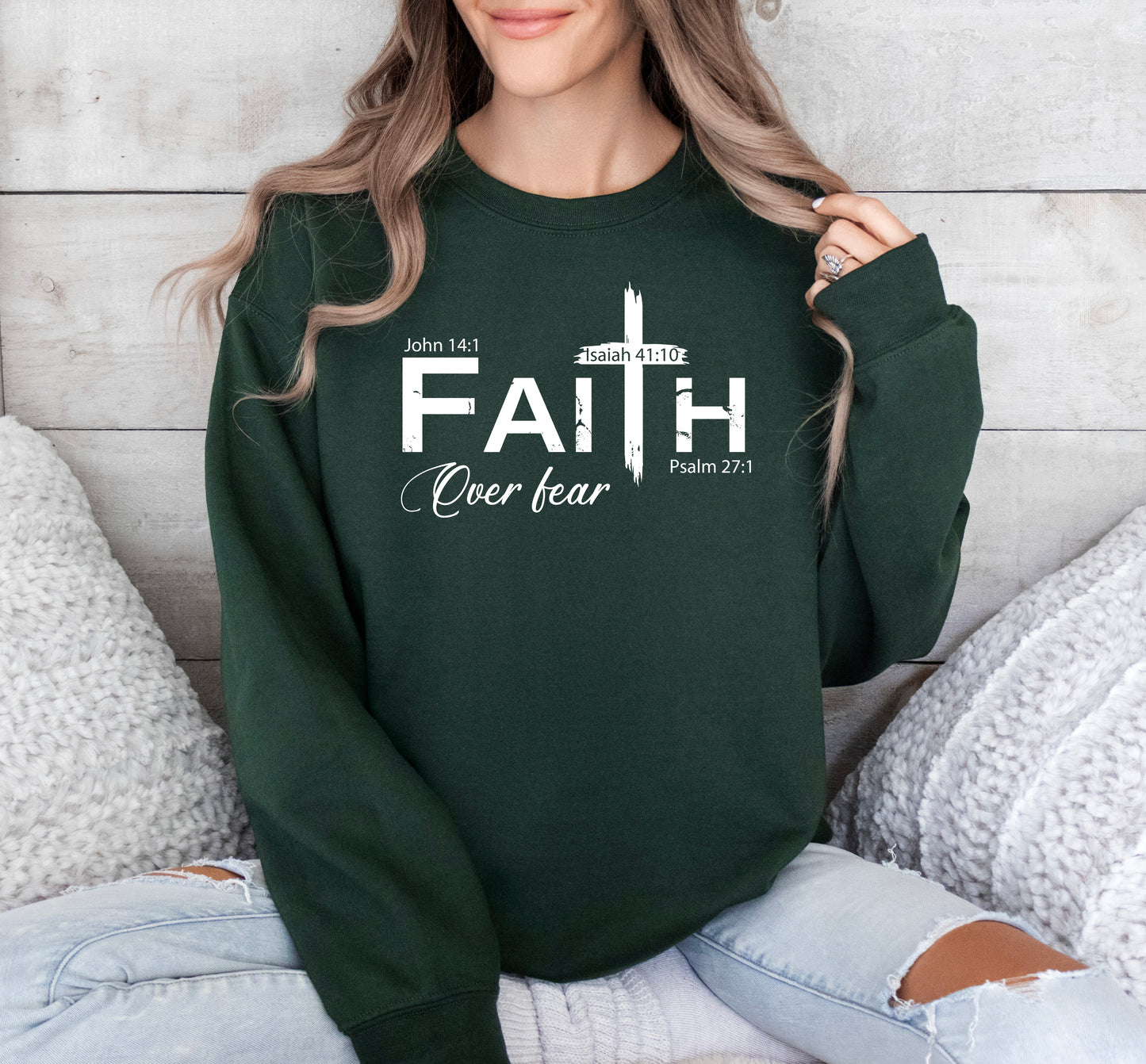 Faith Over Fear Cross Sweatshirt | Christian Sweatshirt