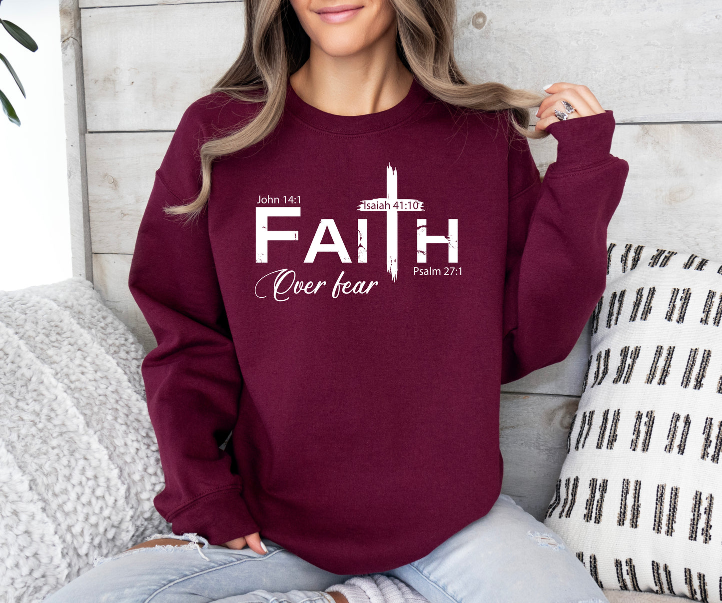 Faith Over Fear Cross Sweatshirt | Christian Sweatshirt