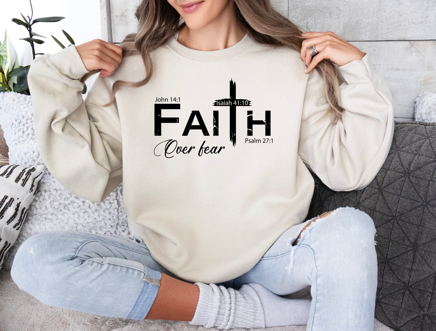 Faith Over Fear Cross Sweatshirt | Christian Sweatshirt
