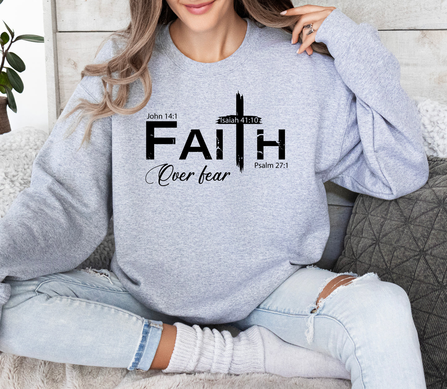 Faith Over Fear Cross Sweatshirt | Christian Sweatshirt