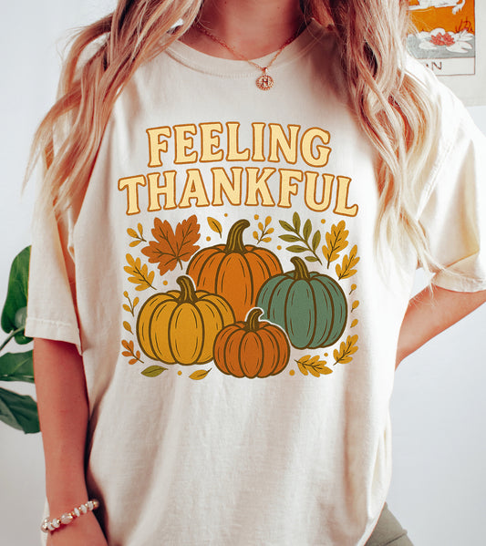 Feeling Thankful Vintage Style Retro Thanksgiving Fall Shirt