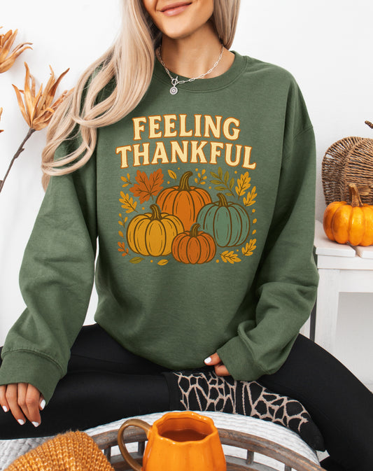 Feeling Thankful Retro Thanksgiving Sweatshirt Pumpkin Shirt