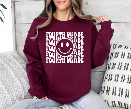 Retro Wave Fourth Grade Teacher Sweatshirt