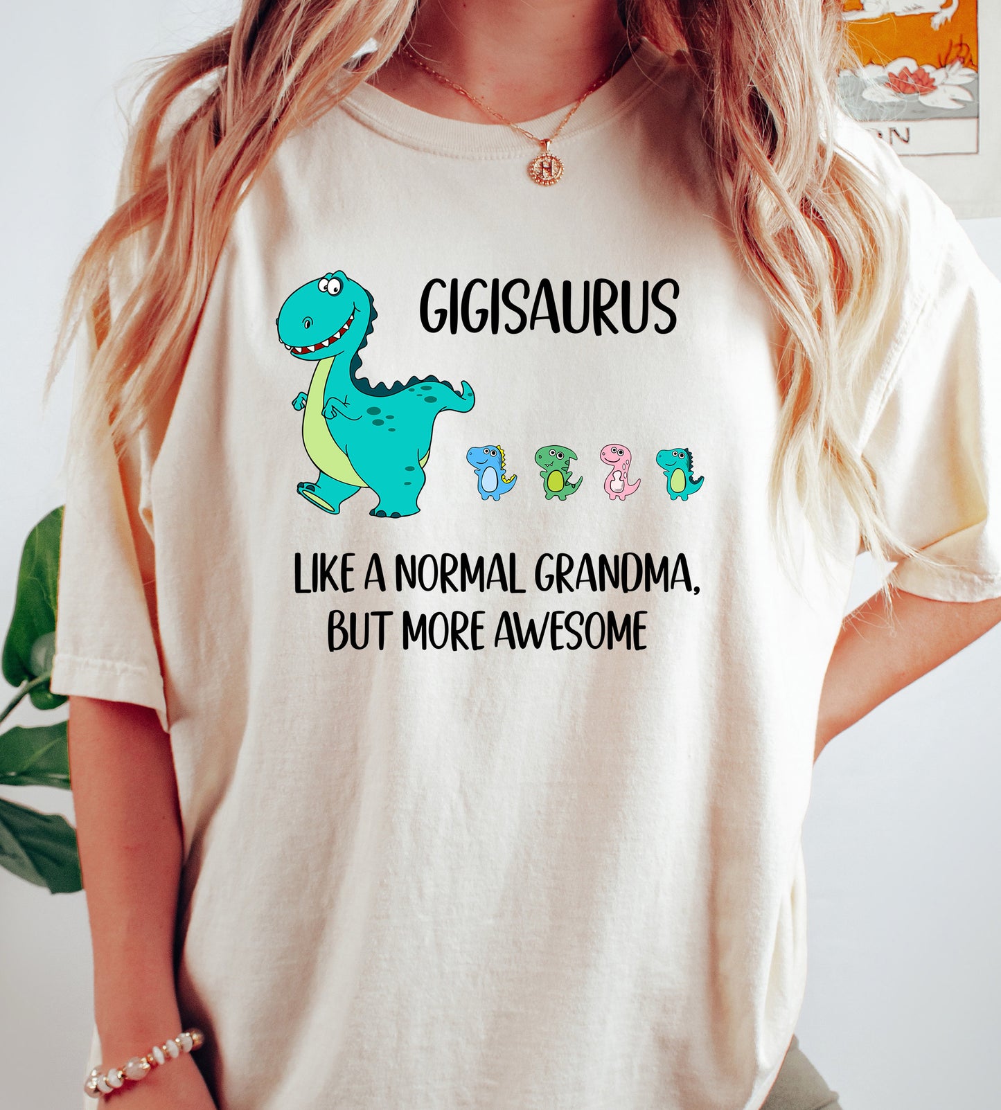 Customizable Gigisaurus Shirt With Little Dino Followers | Comfort Colors Vintage Style Gigi Shirt