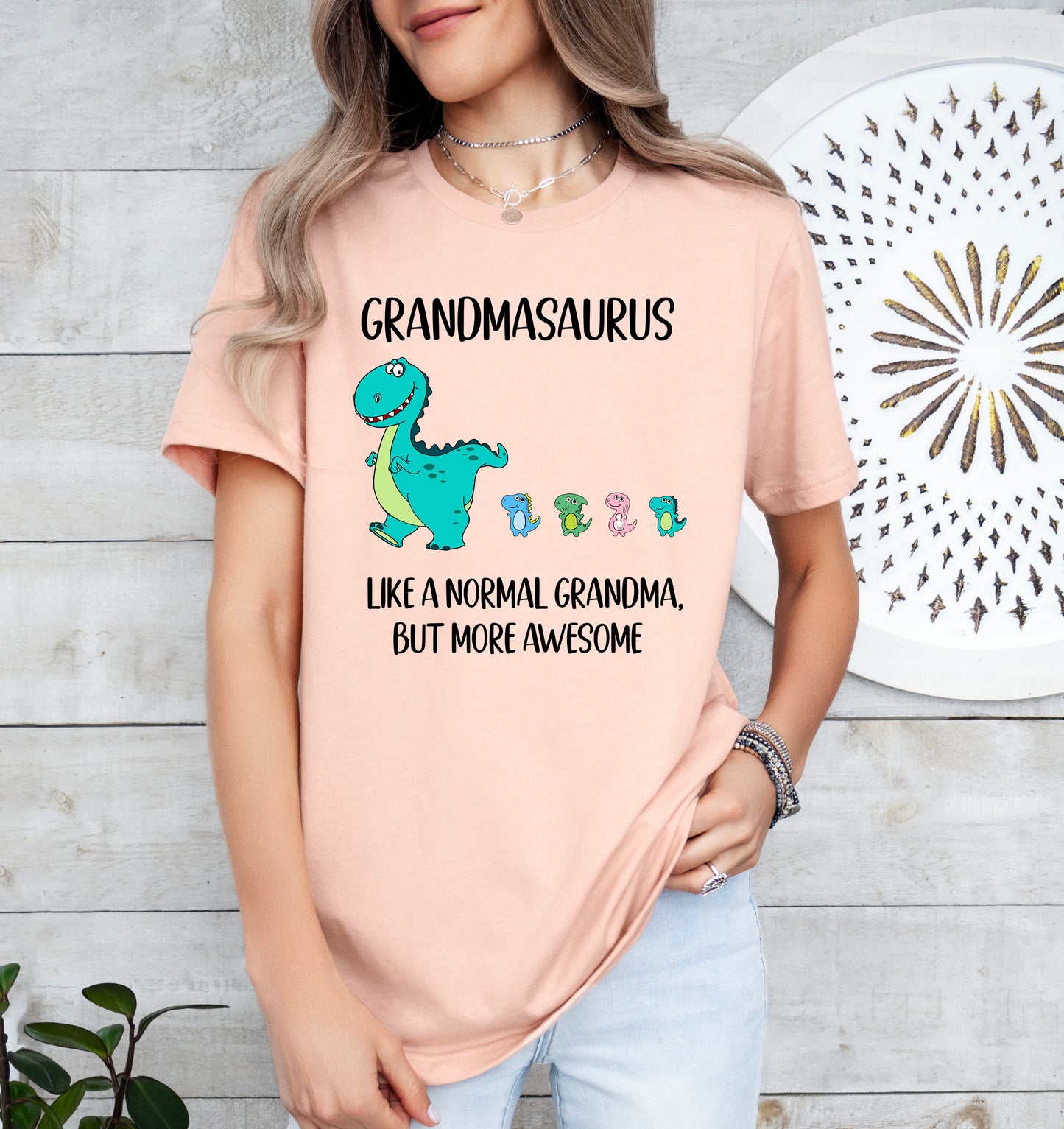 Custom Grandmasaurus Shirt With Little Dino Followers | Grandma Shirt | Light Garment
