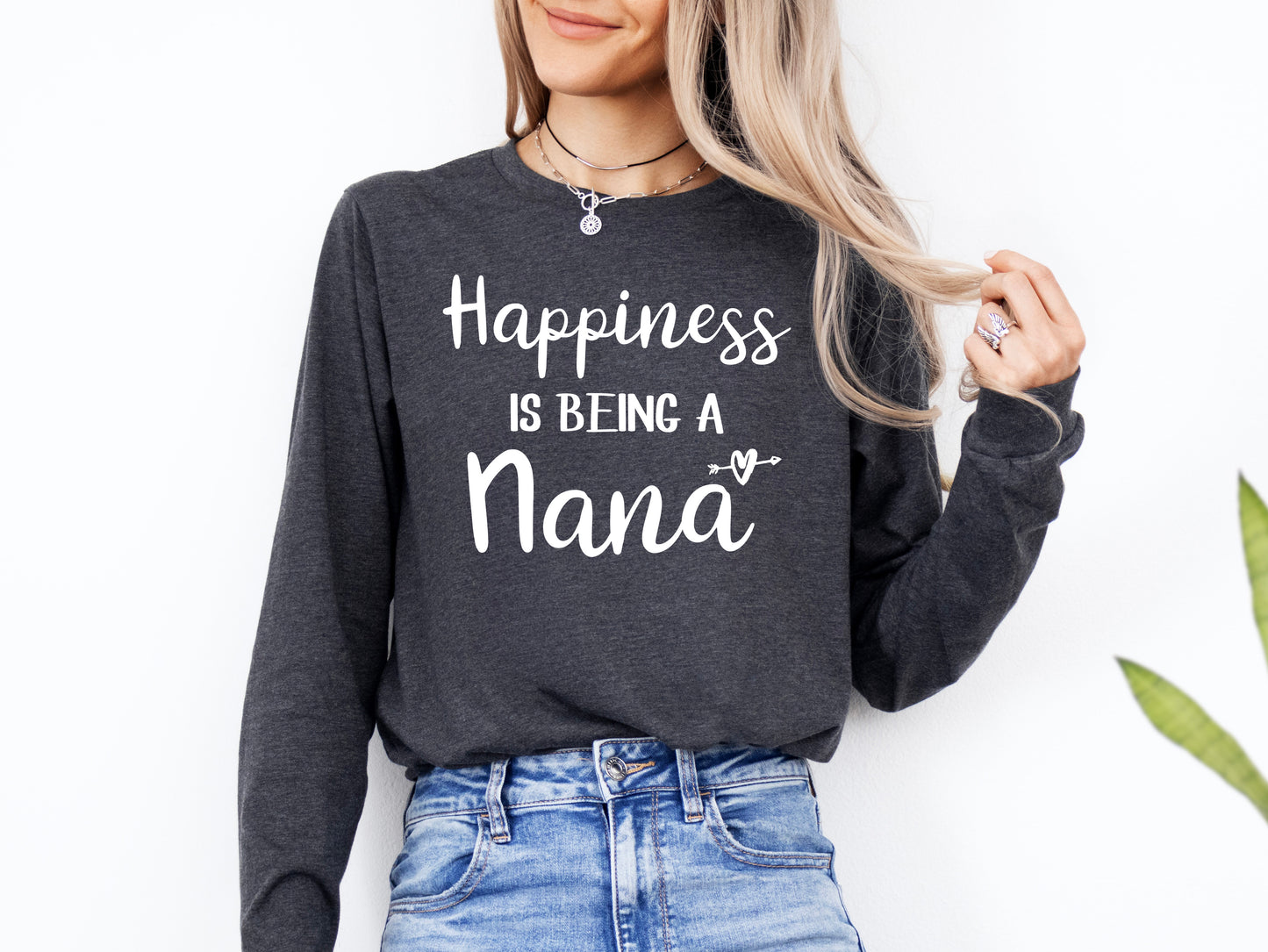 Happiness Is Being A Nana Shirt Long Sleeve | Long Sleeve Nana Shirt