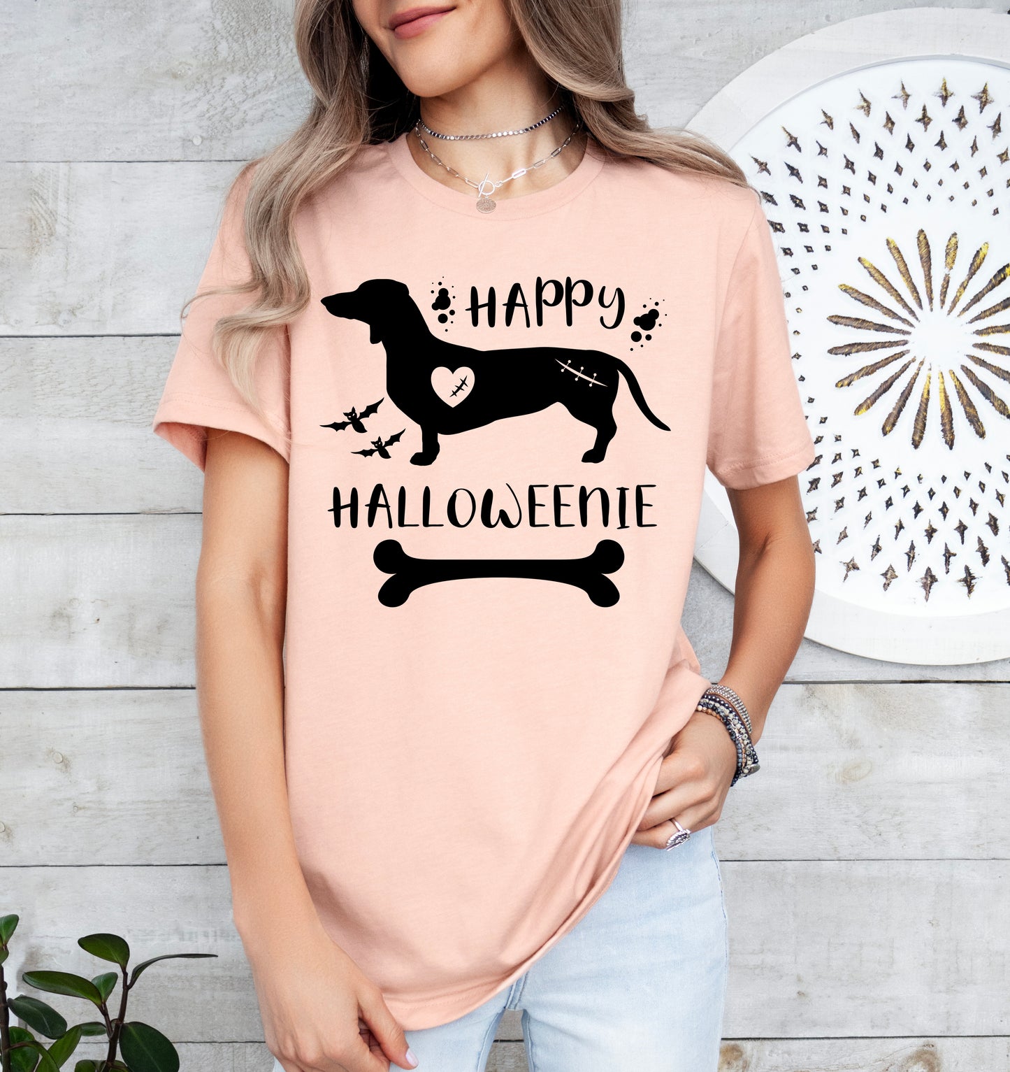 Happy Halloweenie Dachshund Lover Halloween Shirt | Light Garment