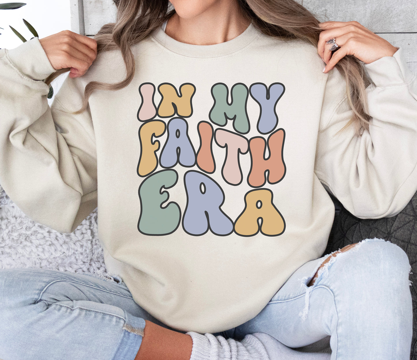 Retro In My Faith Era Sweatshirt | Christian Sweatshirt
