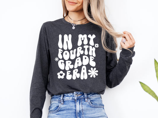 Retro In My Fourth Grade Era Shirt Long Sleeve | Long Sleeve Teacher Shirt