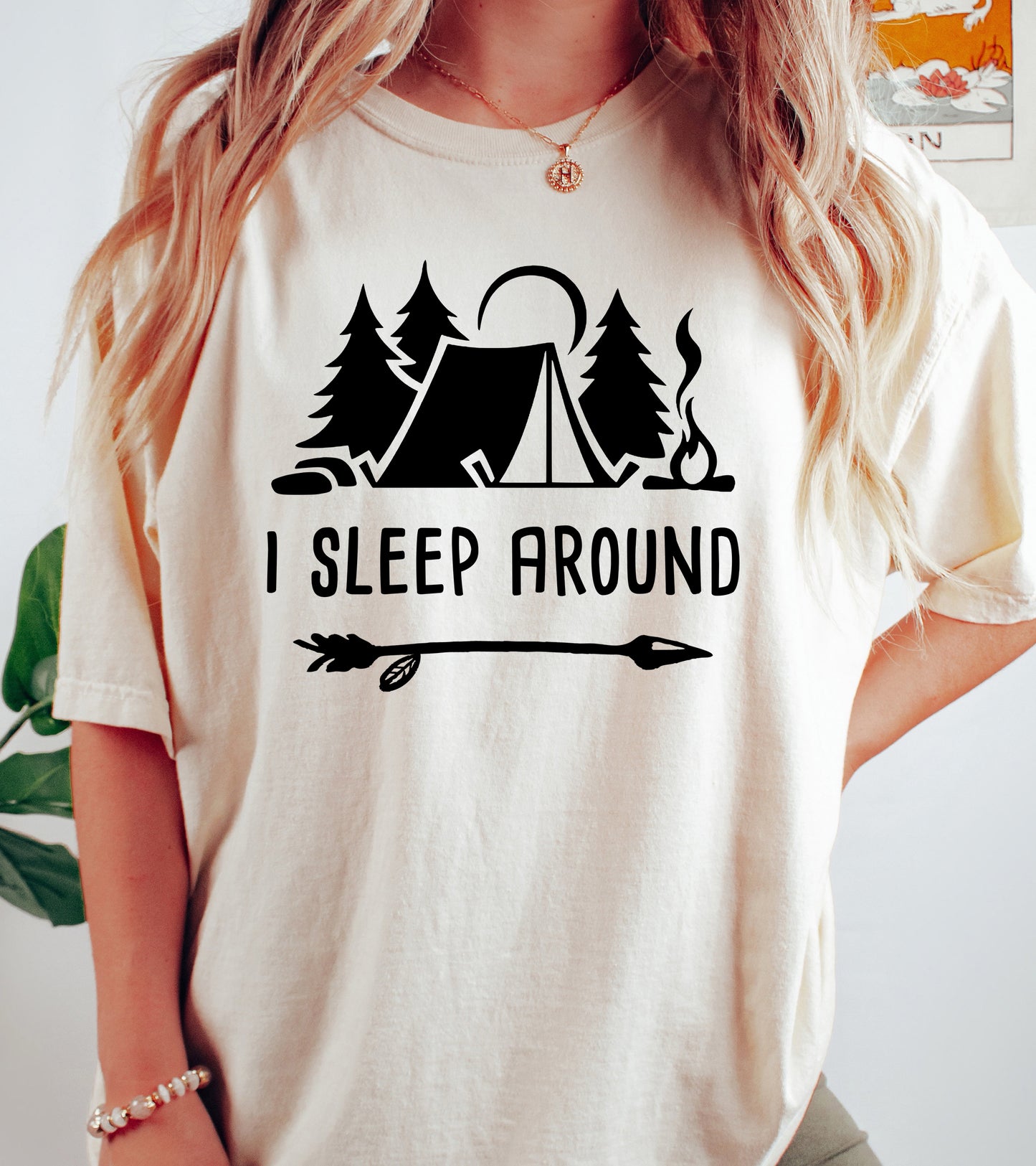 I Sleep Around | Comfort Colors Vintage Style Funny Camping Shirt
