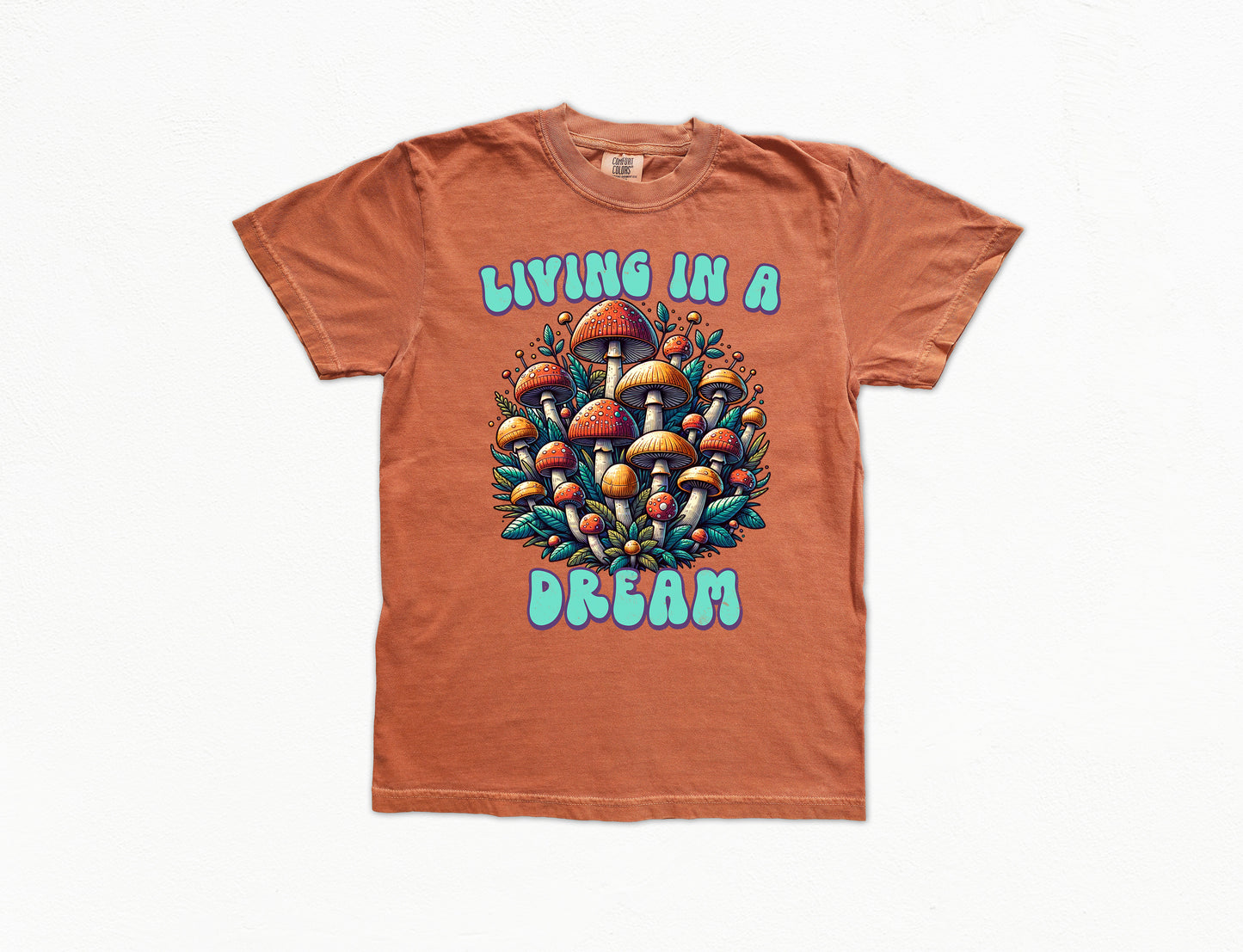 Living in a Dream Mushroom Shirt | Comfort Colors Vintage Style Shirt