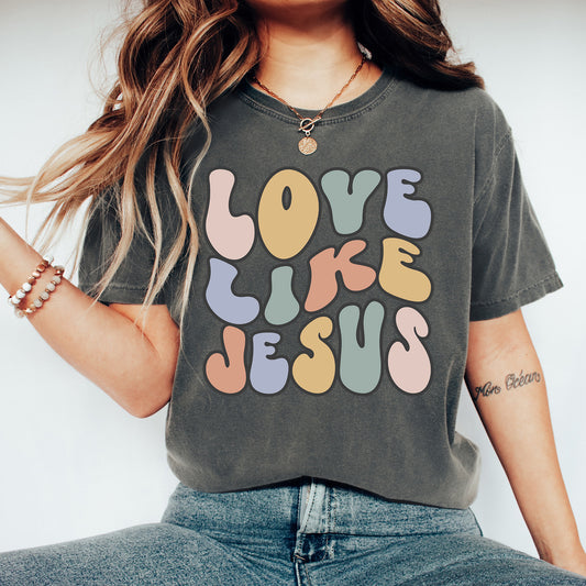 Retro Love Like Jesus Shirt | Comfort Colors Vintage Style Christian Shirt