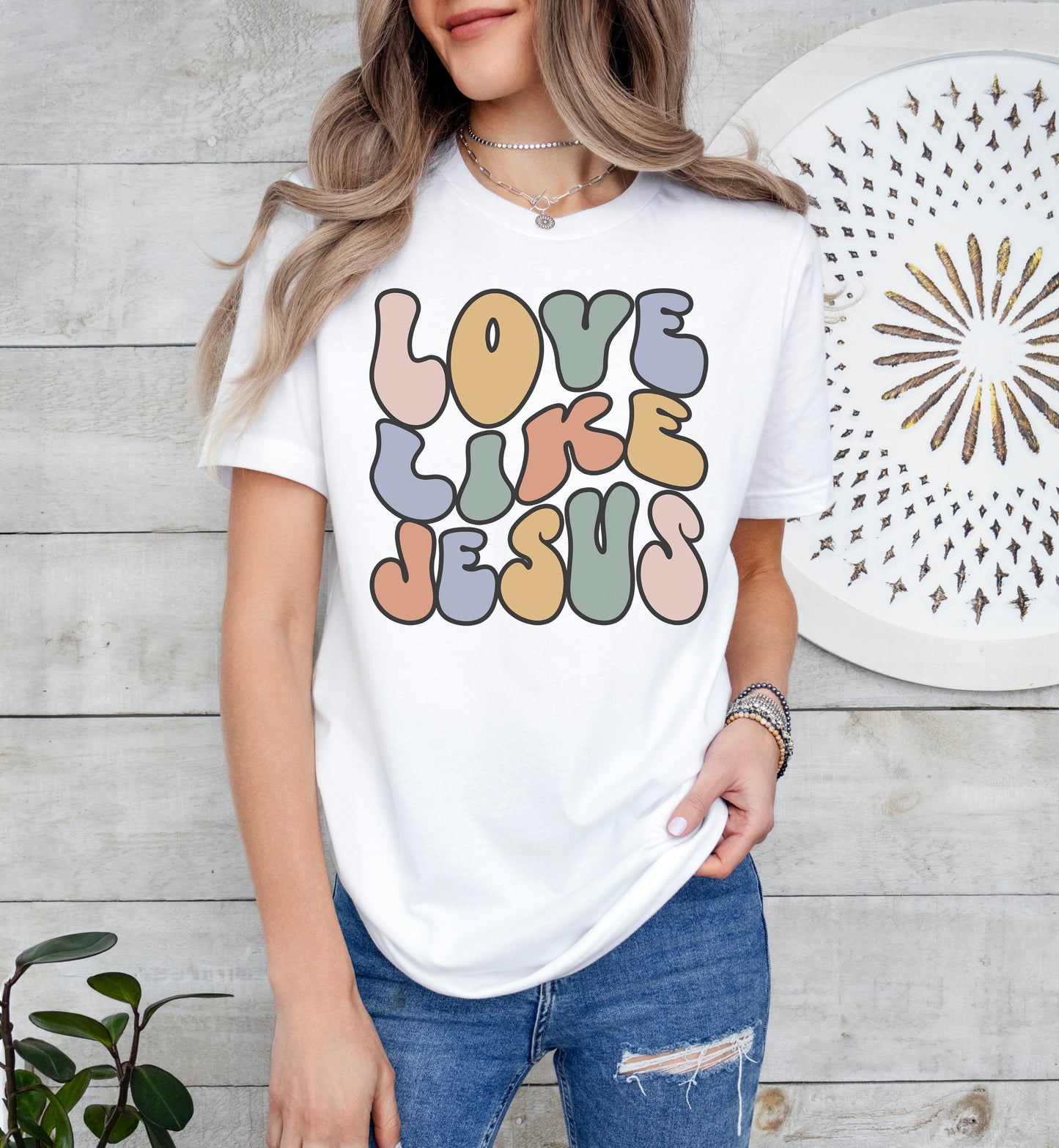 Retro Love Like Jesus Shirt | Christian Shirt | Light Garment