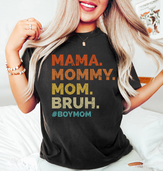 Mama Mommy Mom Bruh Shirt | Comfort Colors Vintage Style Mom Shirt | Mom of Boys Shirt
