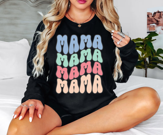 Mama Retro Wave Shirt Long Sleeve | Long Sleeve Mom Shirt