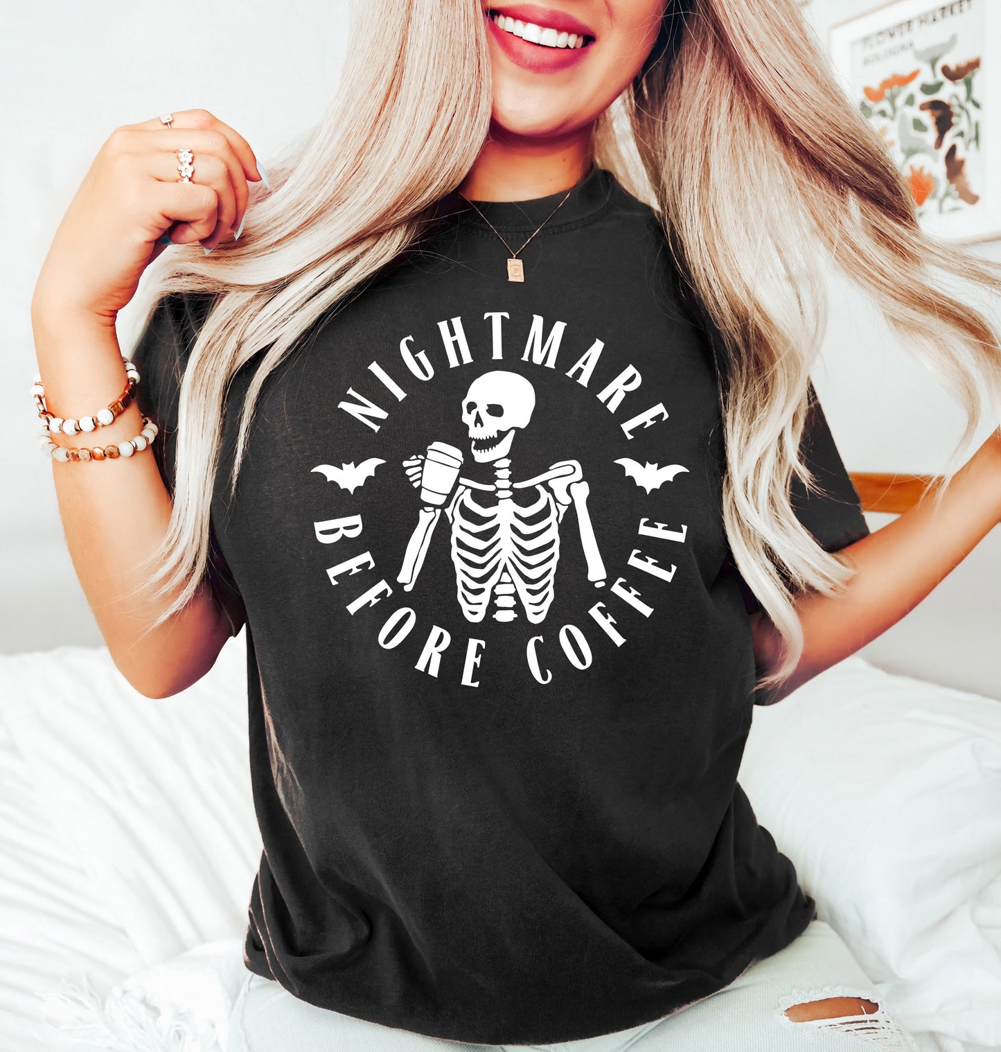 Nightmare Before Coffee Vintage Style Halloween Shirt