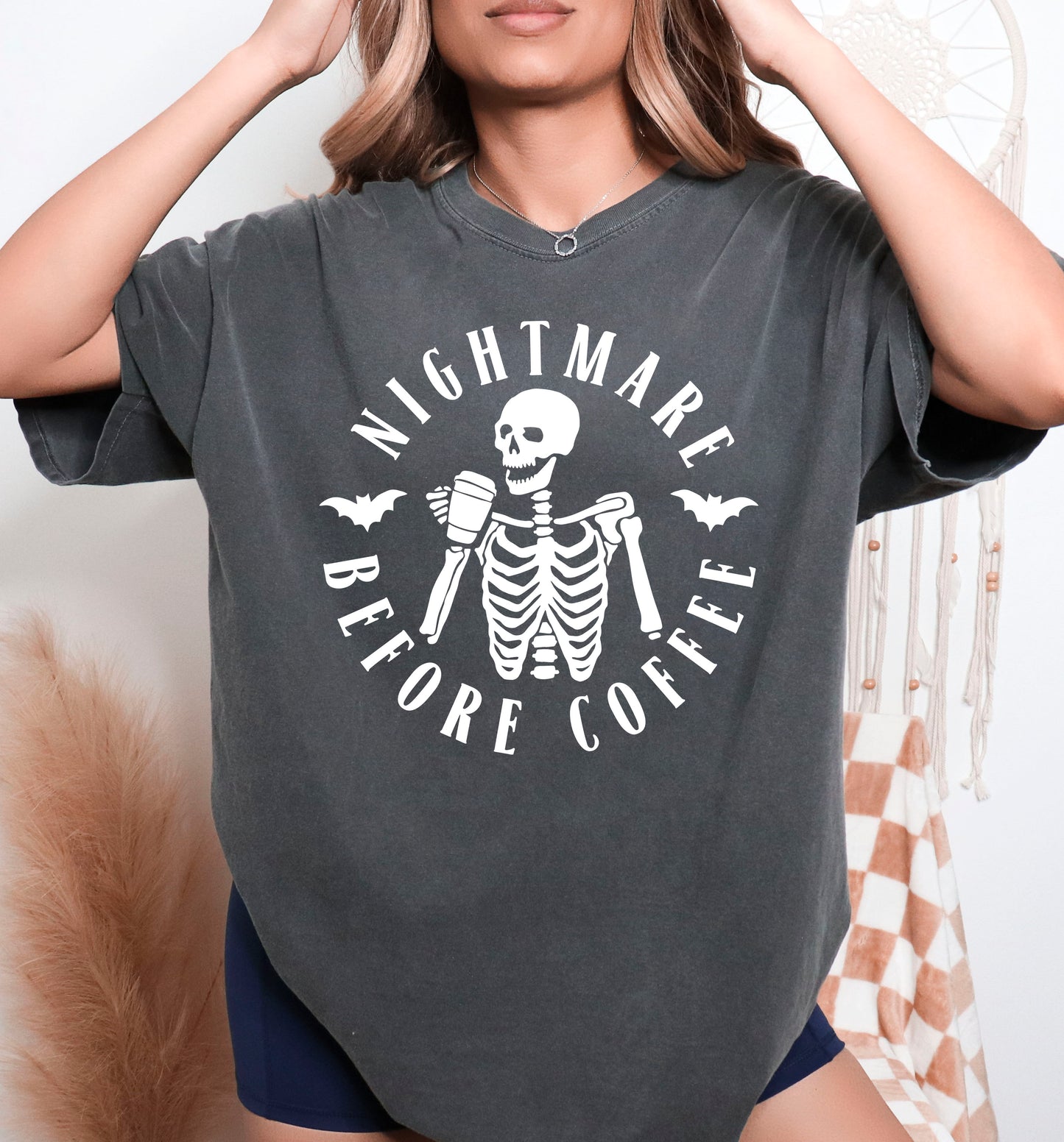 Nightmare Before Coffee Vintage Style Halloween Shirt