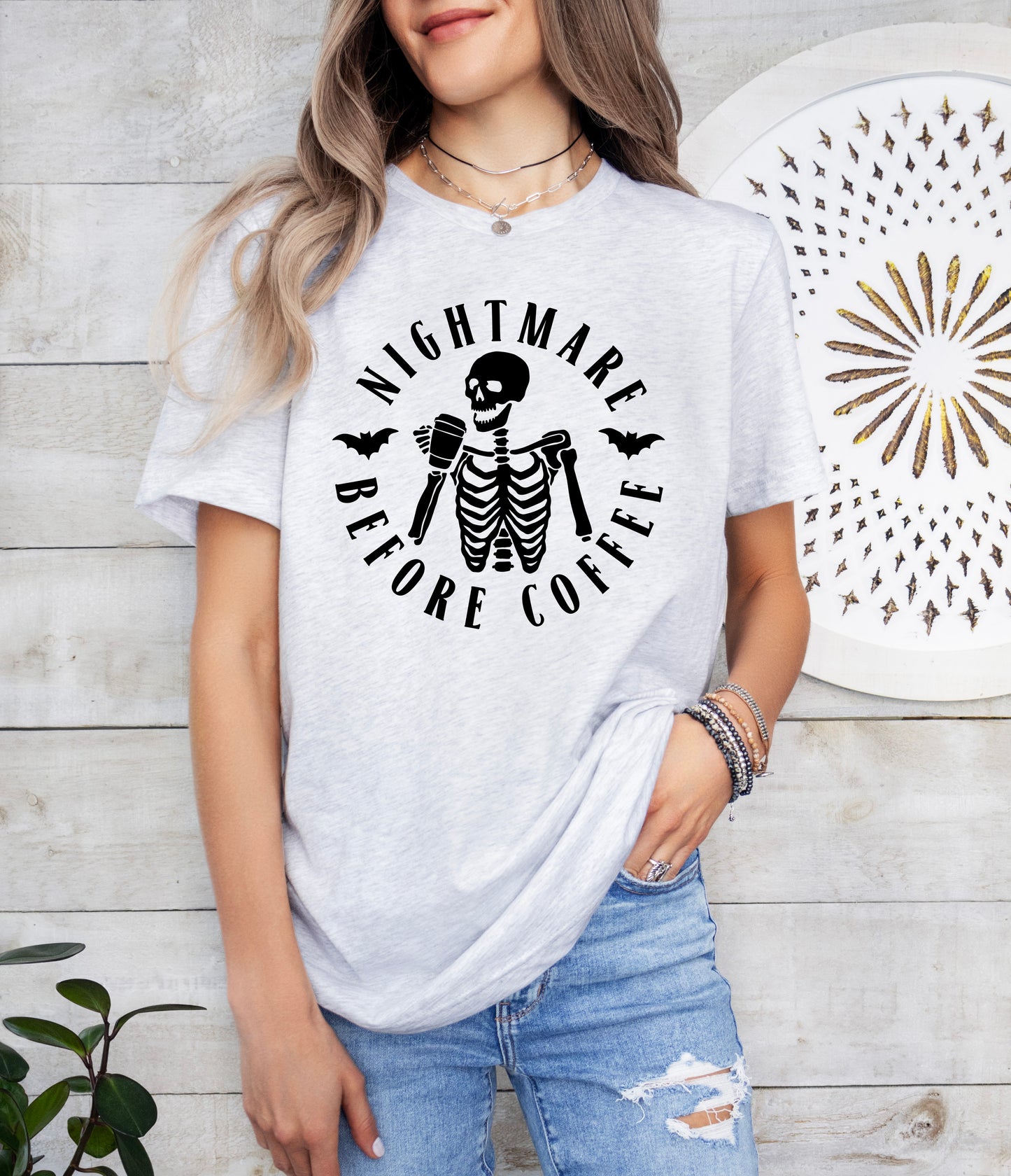 Nightmare Before Coffee Halloween Shirt | Light Garment