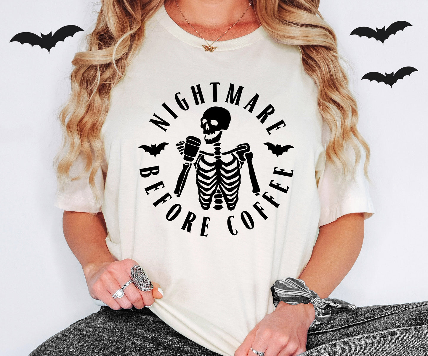 Nightmare Before Coffee Halloween Shirt | Light Garment