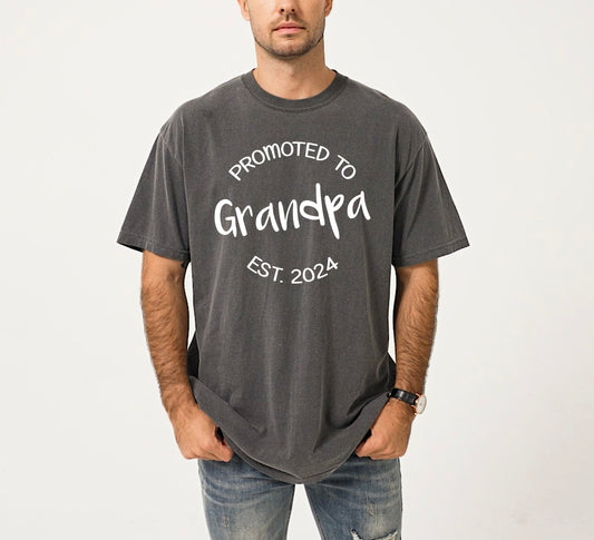 Customizable Promoted to Grandpa Shirt | Comfort Colors Vintage Style Grandpa Shirt