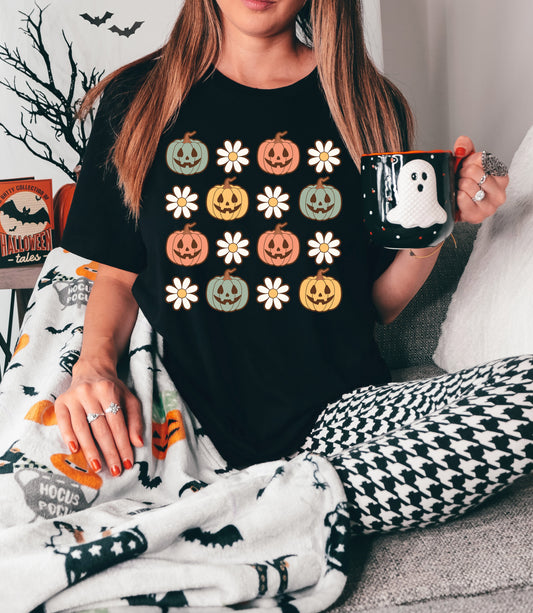 Pumpkins and Daisies Halloween Shirt
