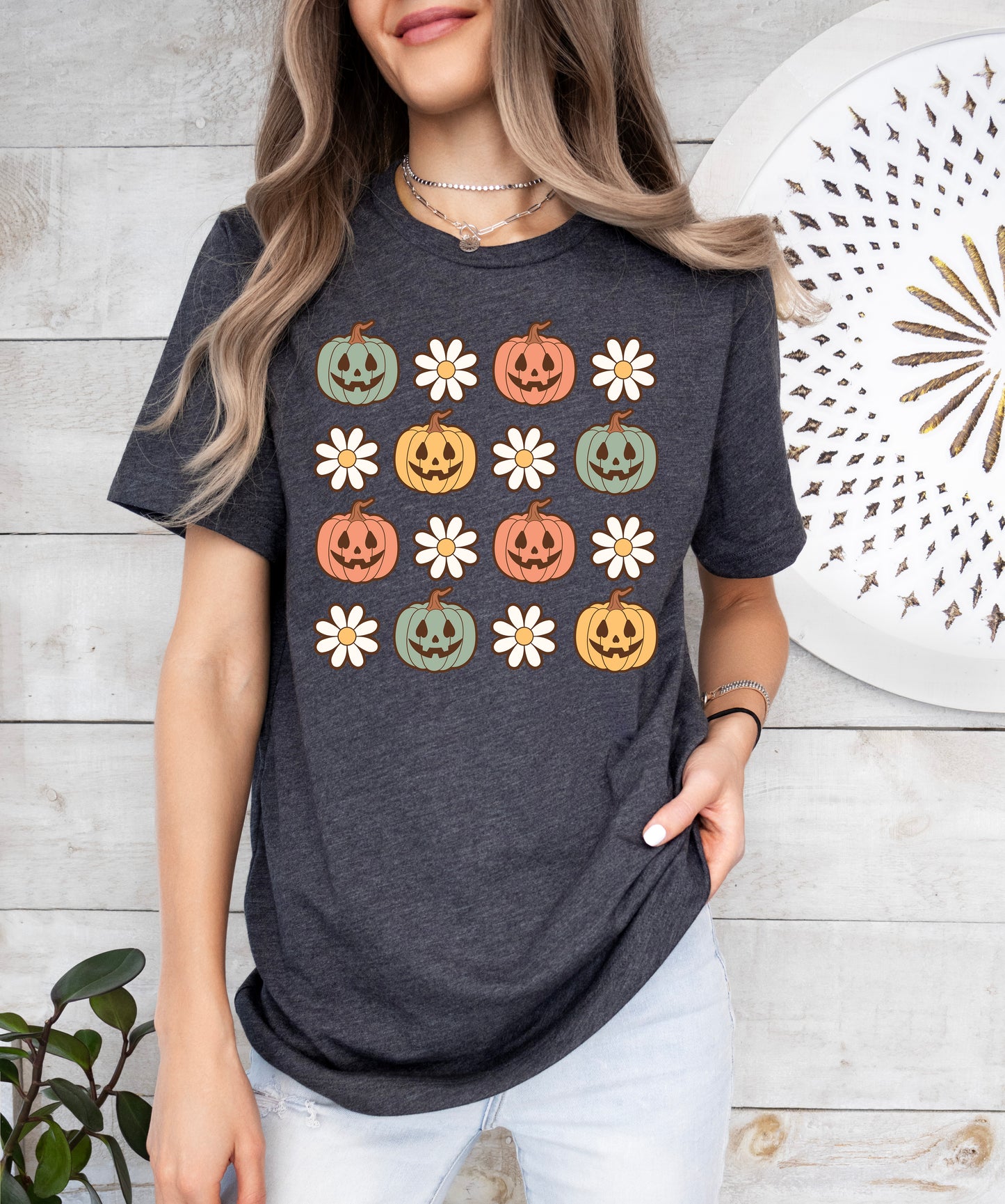 Pumpkins and Daisies Halloween Shirt