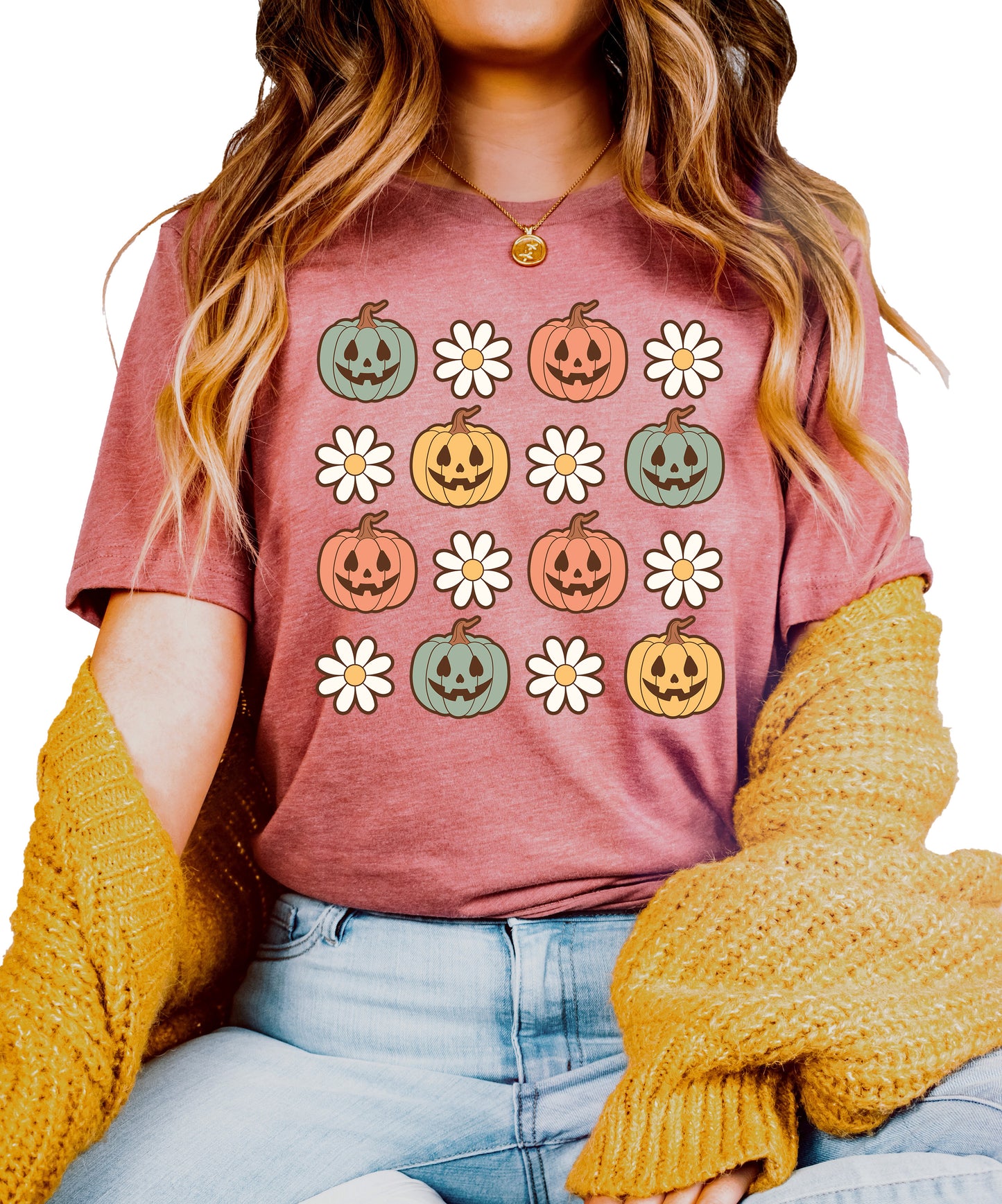 Pumpkins and Daisies Halloween Shirt