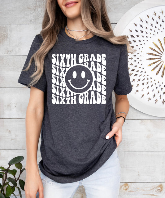 Retro Wave Sixth Grade Teacher Shirt
