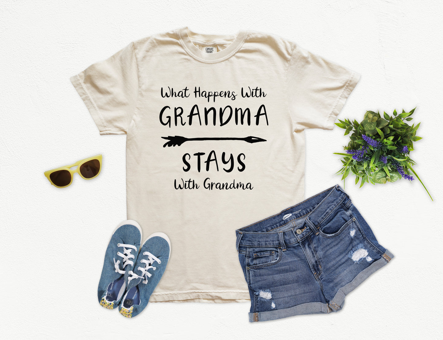 What Happens With Grandma Stays With Grandma Shirt | Comfort Colors Vintage Style Grandma Shirt
