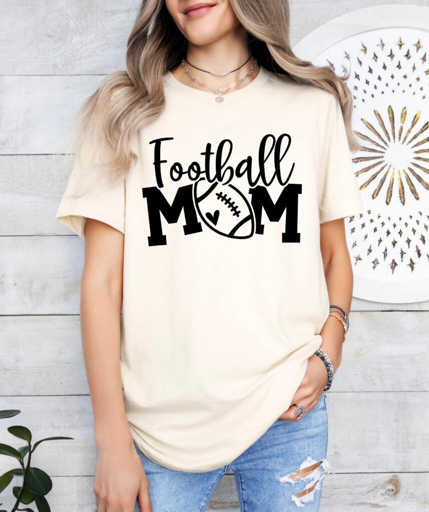 Football Mom Shirt Stylish Crew Neck Tee