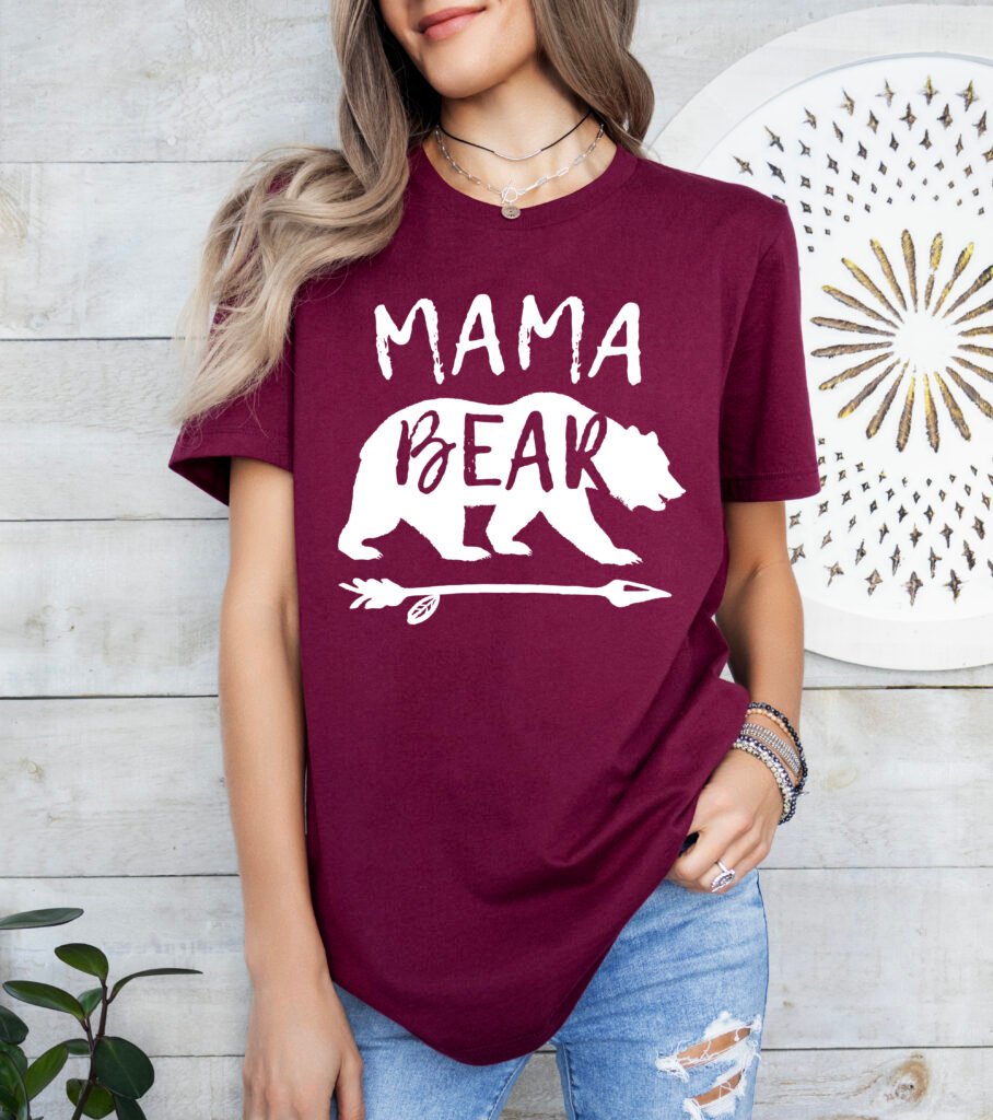 Mama Bear Shirt Mom Shirt Stylish Crew Neck Tee