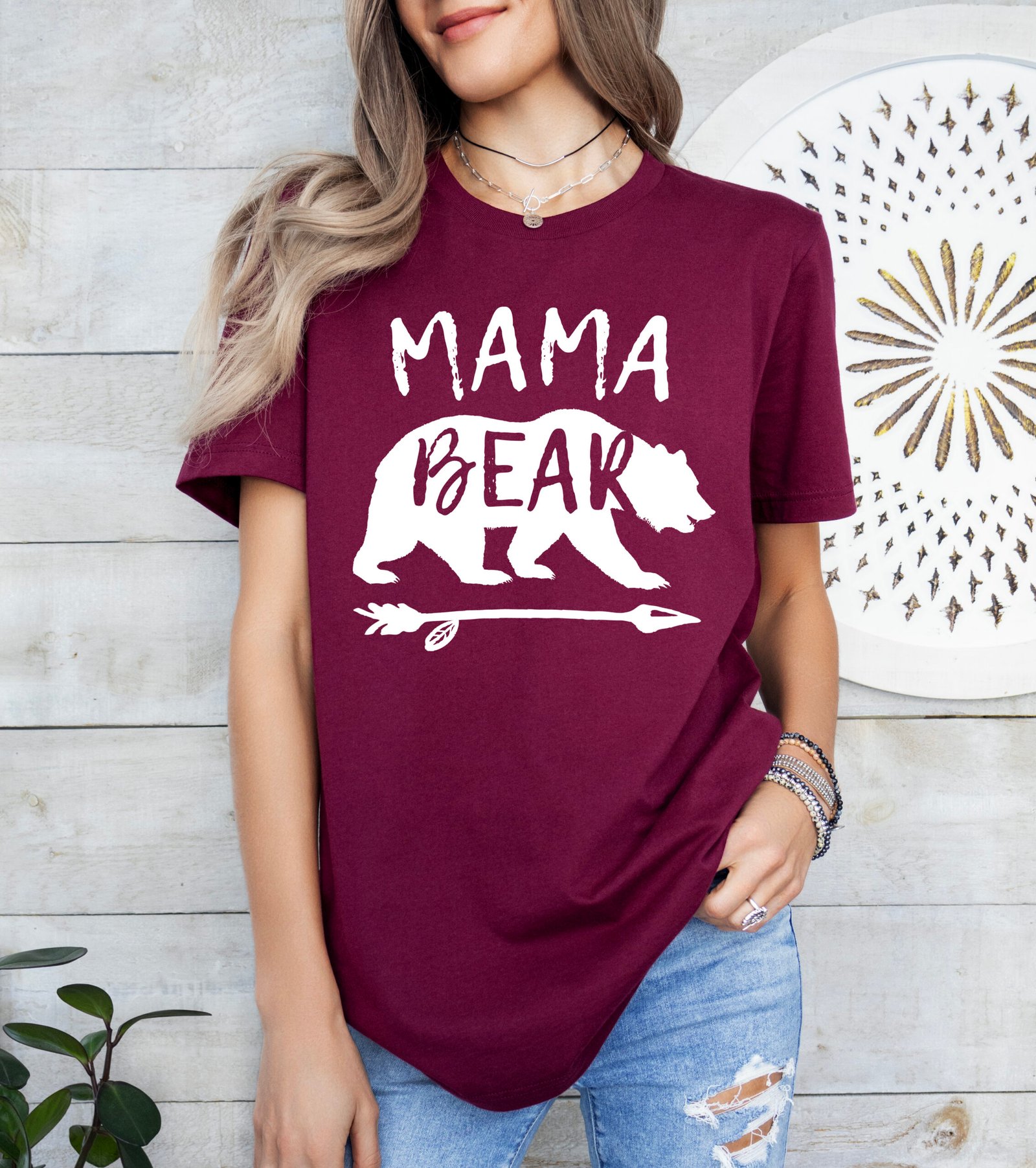 Mama Bear Shirt Mom Shirt Stylish Crew Neck Tee - Image 8