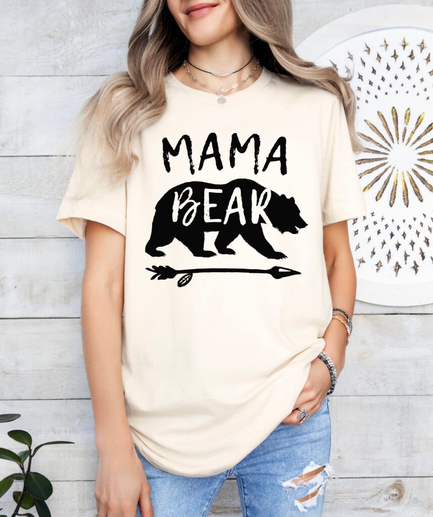 Mama Bear Shirt Mom Shirt Stylish Crew Neck Tee