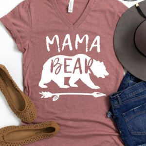 Mama Bear Mom Shirt V-Neck - Image 6