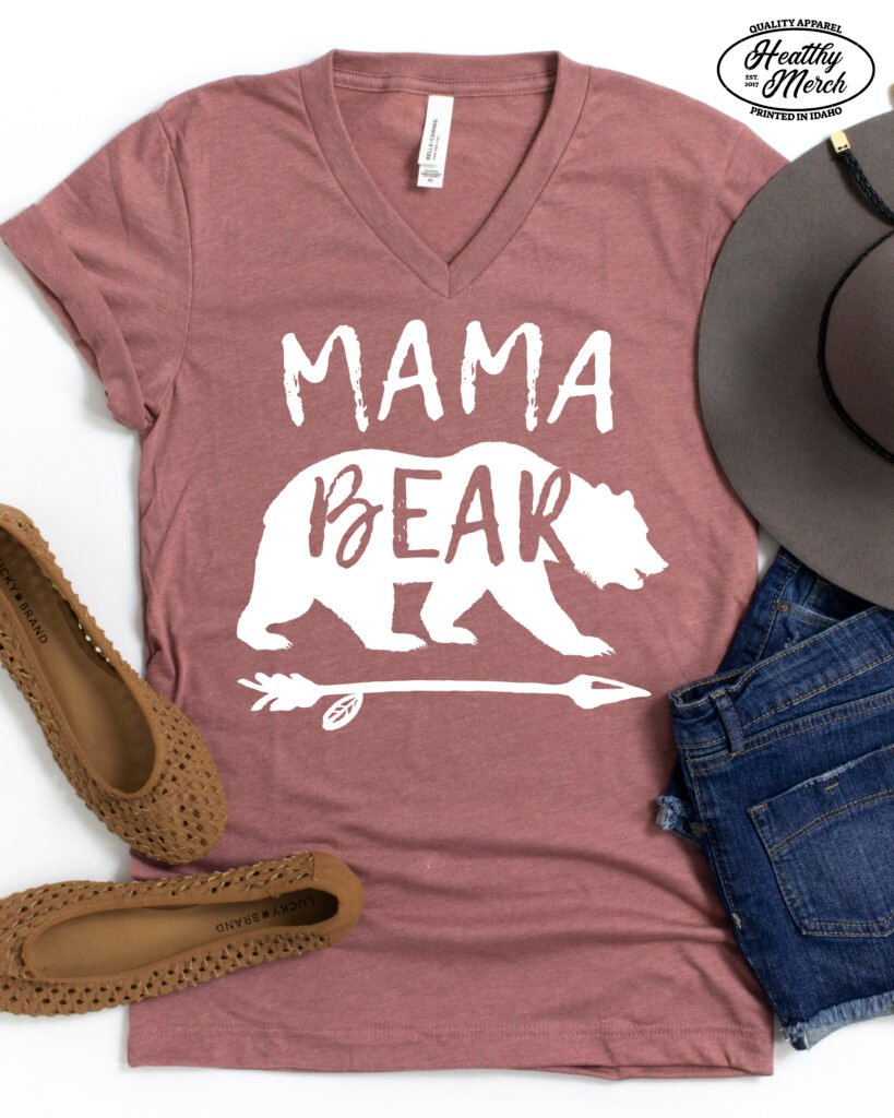 Mama Bear Mom Shirt V-Neck