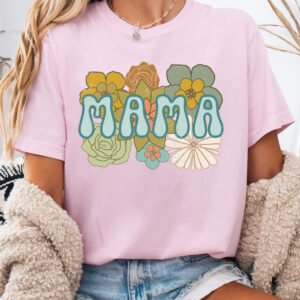 Boho Mama Retro Mom Shirt Comfort Colors Tee - Image 1