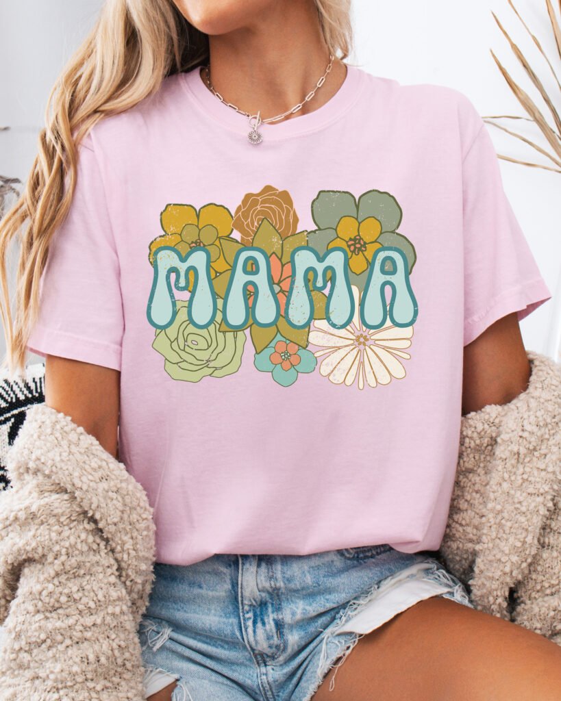 Boho Mama Retro Mom Shirt Comfort Colors Tee