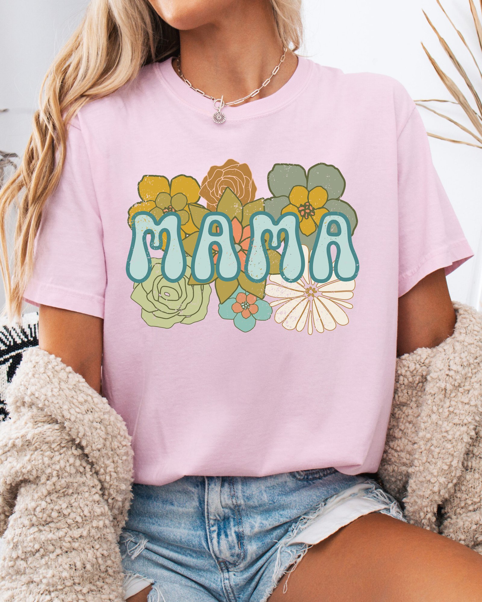 Boho Mama Retro Mom Shirt Comfort Colors Tee - Image 1