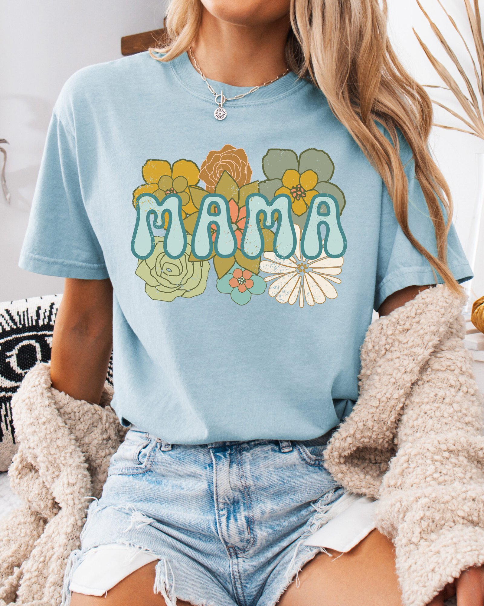 Boho Mama Retro Mom Shirt Comfort Colors Tee - Image 5